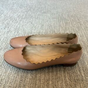Chloe Lauren Scalloped Ballet Flats.  Pink Tea.  Size 36.5